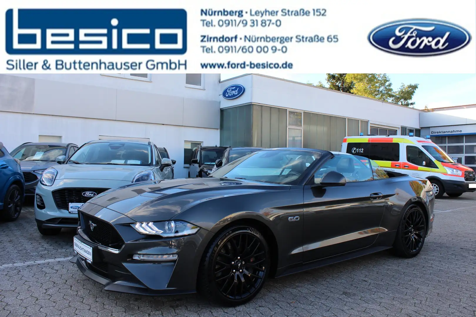Ford Mustang GT Convertible 5,0*Automatik*MagneRide*B&O*Nav*LED Gris - 1