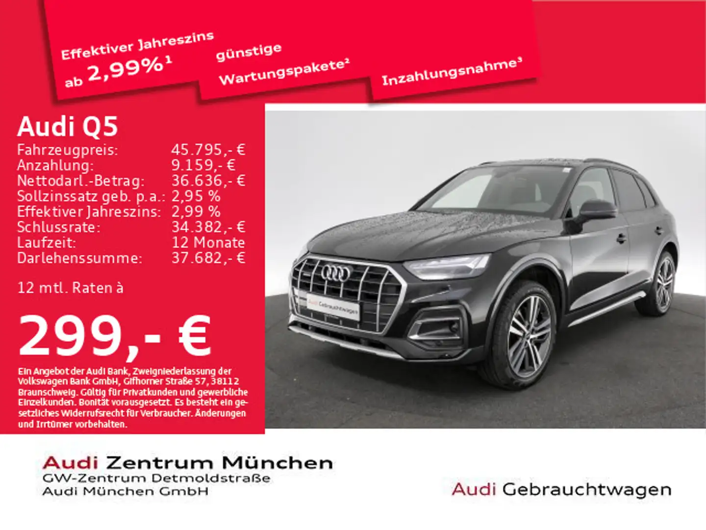 Audi Q5 50 TFSI e qu. S tronic advanced Virtual/StdKl Schwarz - 1