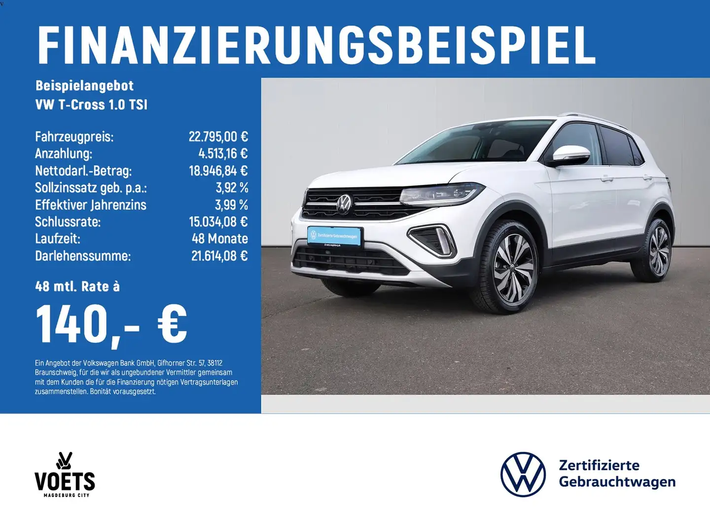 Volkswagen T-Cross 1.0 TSI Style DSG+NAVI+IQ-LIGHT+ACC Weiß - 2