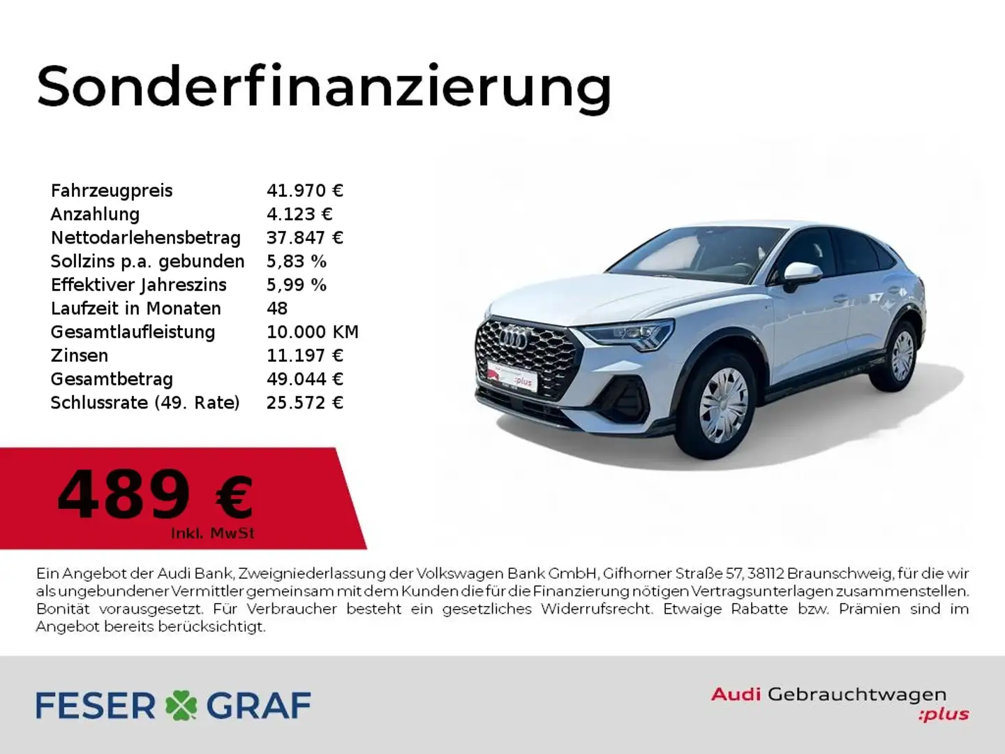 Audi Q3 35 S Line TFSI Sportback LED/Navi+/Kamera/SHZ/PDC+ Weiß - 1
