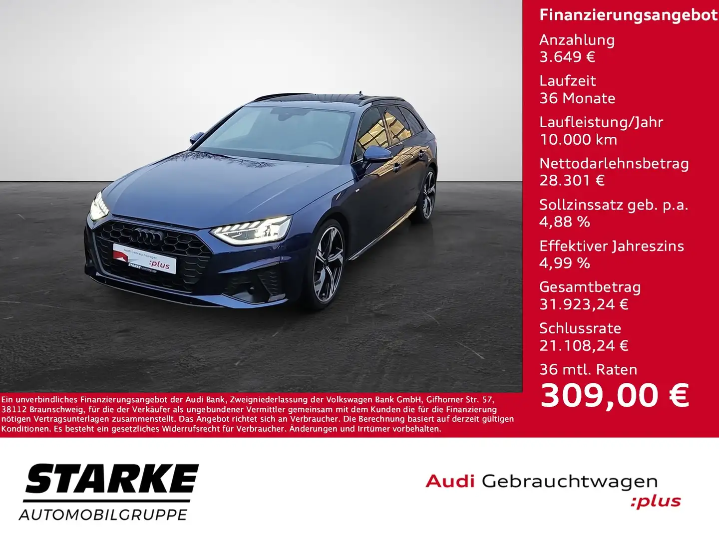 Audi A4 Avant 35 TDI S tronic S line NaviPlus Matrix He... Blau - 1
