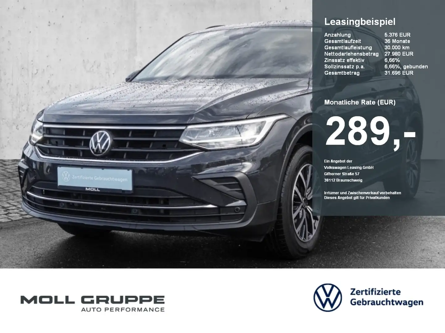 Volkswagen Tiguan 1.4 eTSI eHybrid DSG Life LM ACC PDC DYNLI Gris - 1