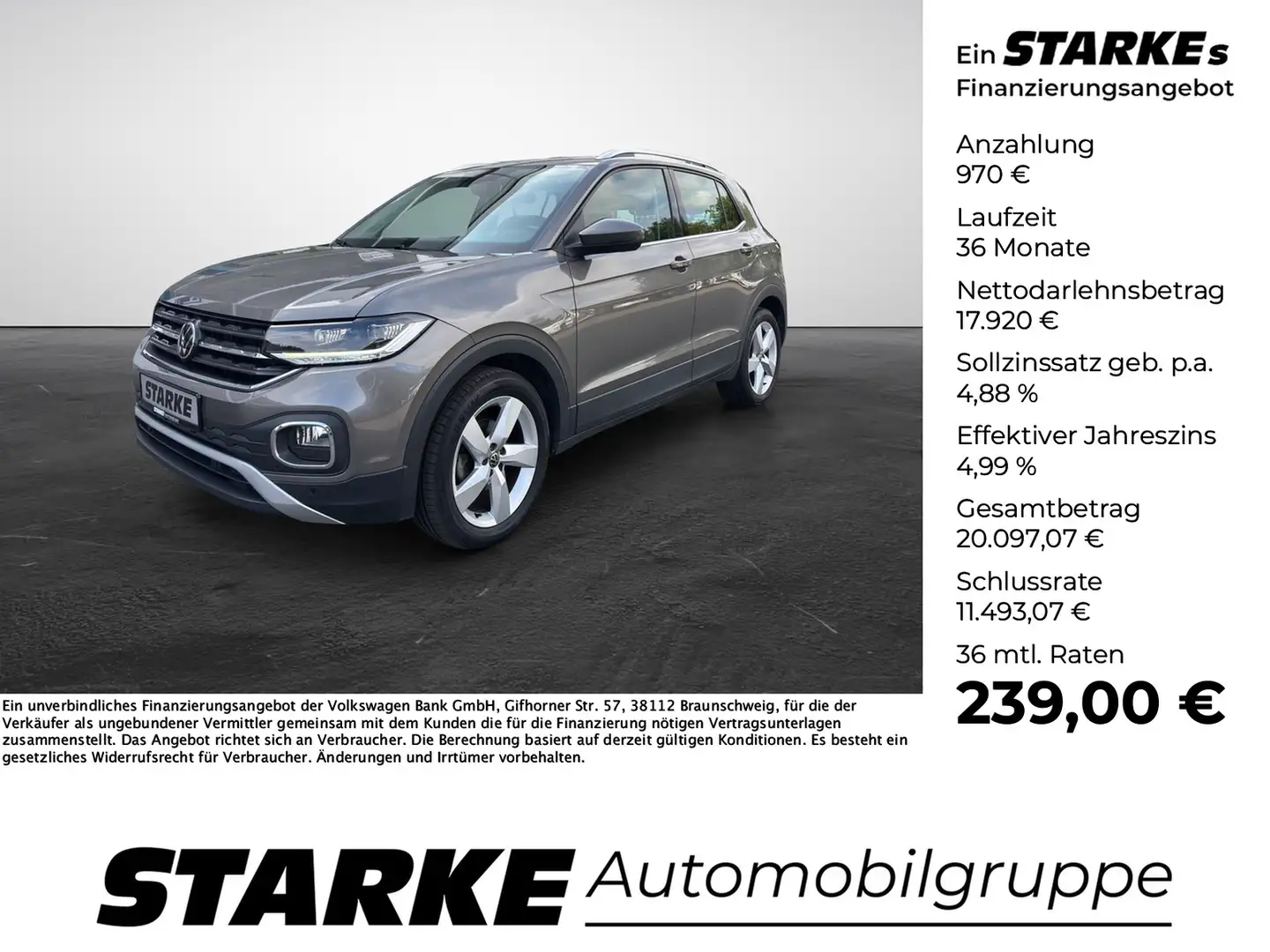 Volkswagen T-Cross 1.0 TSI DSG Style Grau - 1