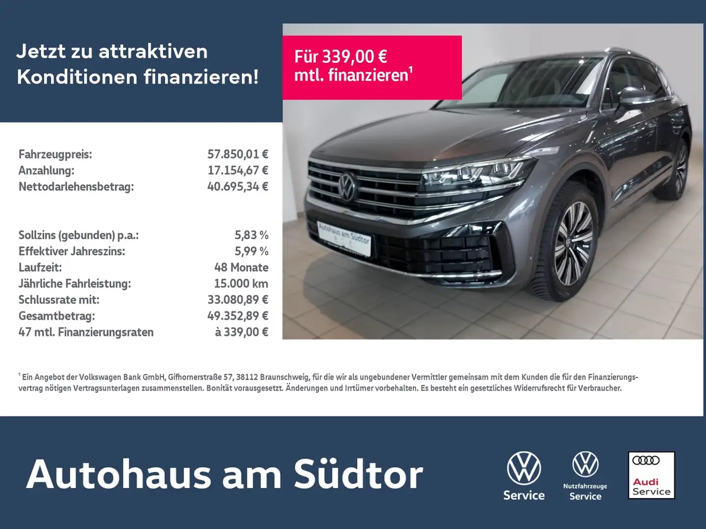 Volkswagen Touareg Elegance 3.0 TDI 4MOTION | LED AHK RFK Grau - 1