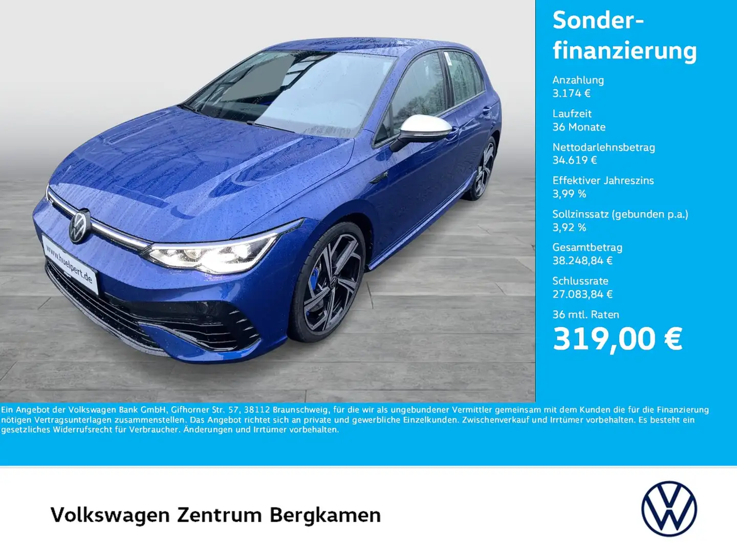 Volkswagen Golf VIII 2.0 R 4X4 AKRAPOVIC ACC LM18 CARPLAY Blau - 1