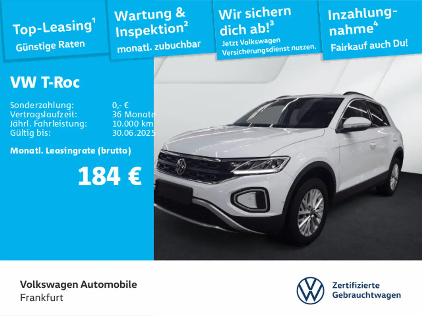Volkswagen T-Roc 1.0 TSI Life Navi LED LaneAssist ParkAssis Weiß - 1