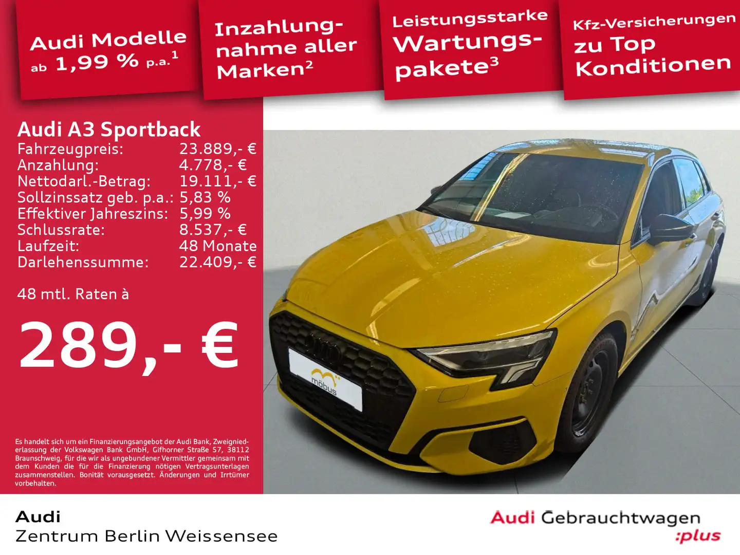 Audi A3 30 TFSI S-TRO*LED*NAV*AAC*BT*SOUND* Gelb - 1