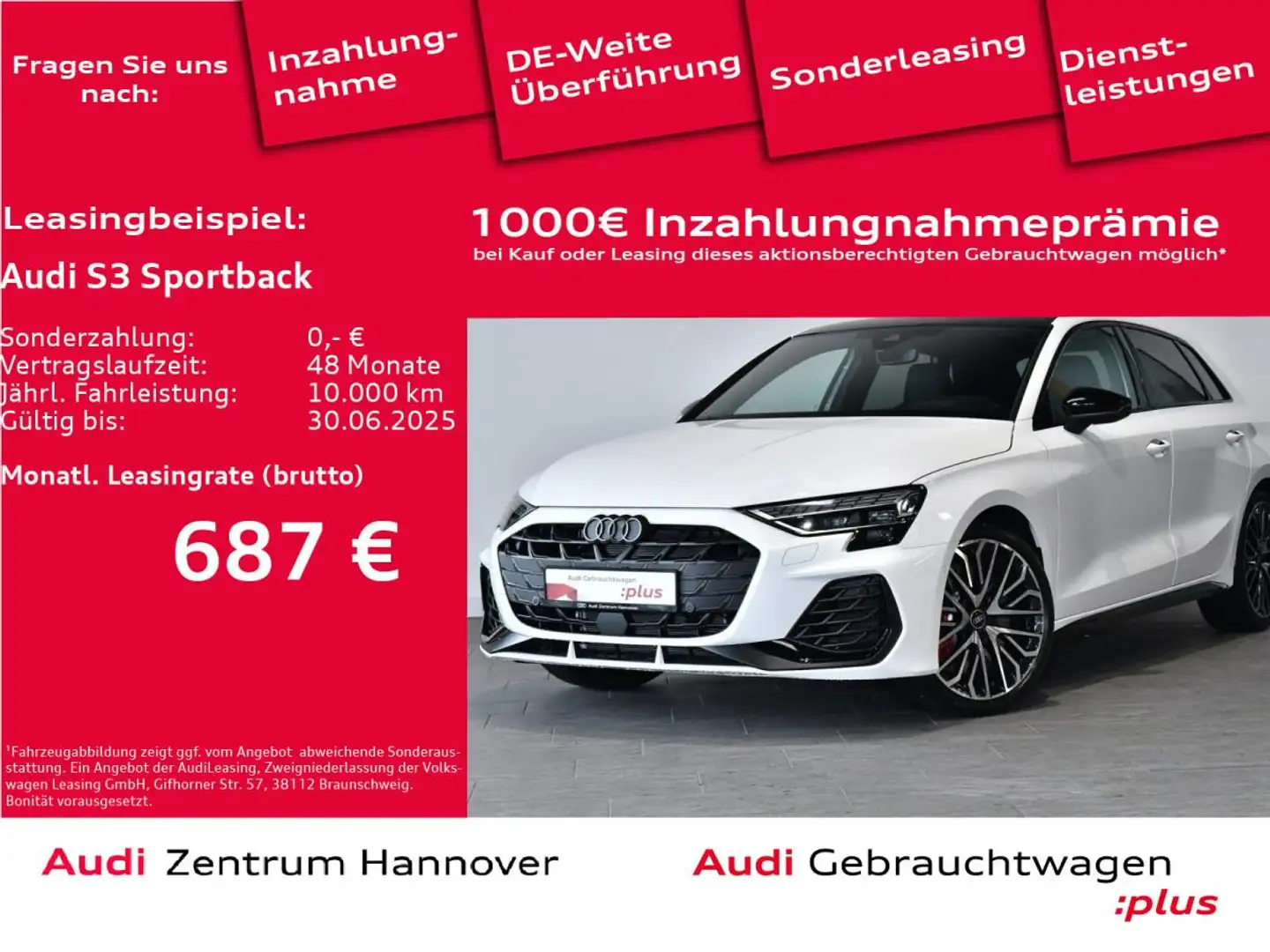 Audi S3 Sportback TFSI S tronic Weiß - 1