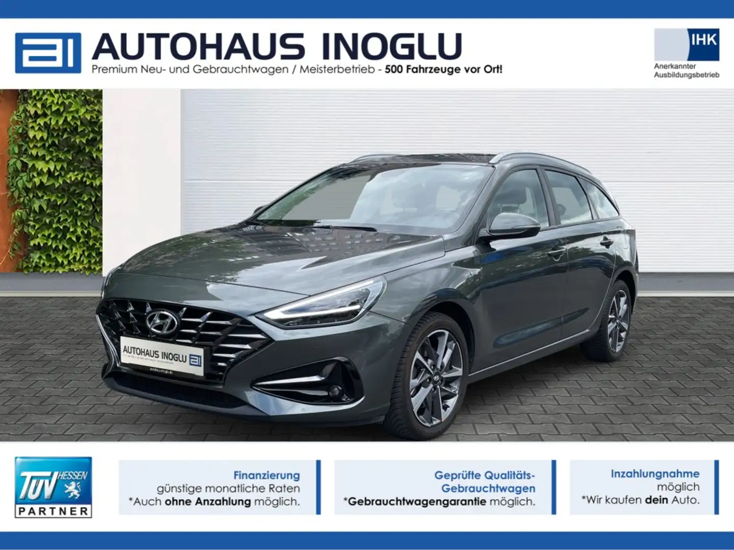 Hyundai i30 1.0 TGDI*7-DCT*LED*Navi*RKam*Lenk Shz*FCA Grau - 1