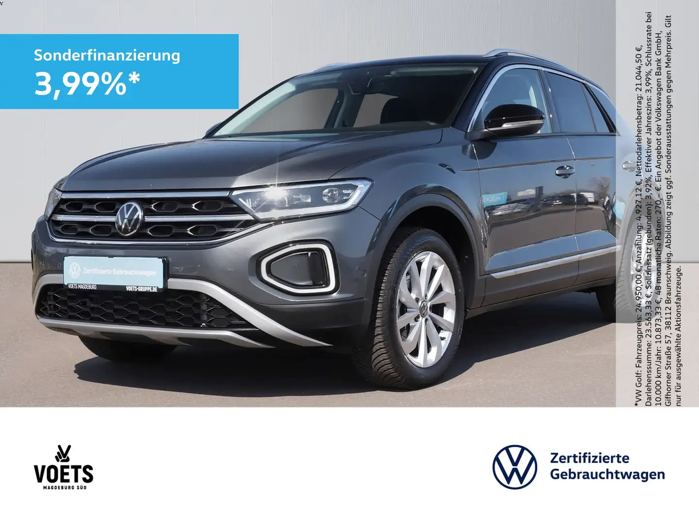 Volkswagen T-Roc STYLE 1.5 TSI DSG LED PLUS+NAVI+AHK+ACC Grijs - 1