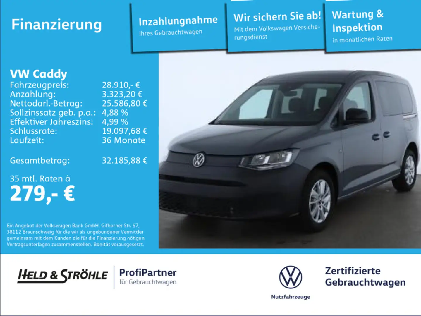 Volkswagen Caddy 2.0 TDI NAV AHK KAM SHZ LANE ASSIST PDC Grau - 1
