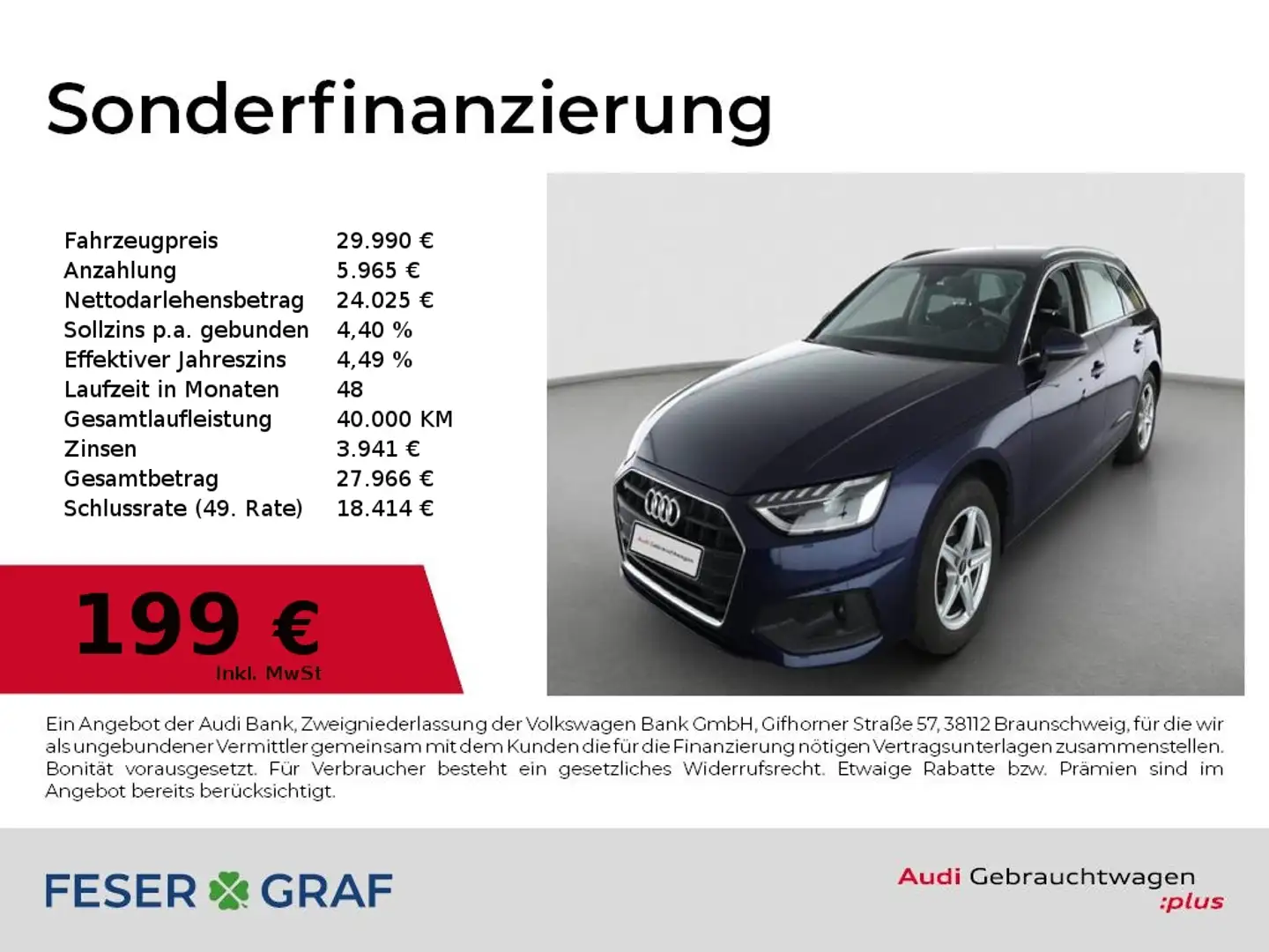 Audi A4 Avant 35TDI Navi+/SHZ/Standhzg./VC/GRA Blau - 1