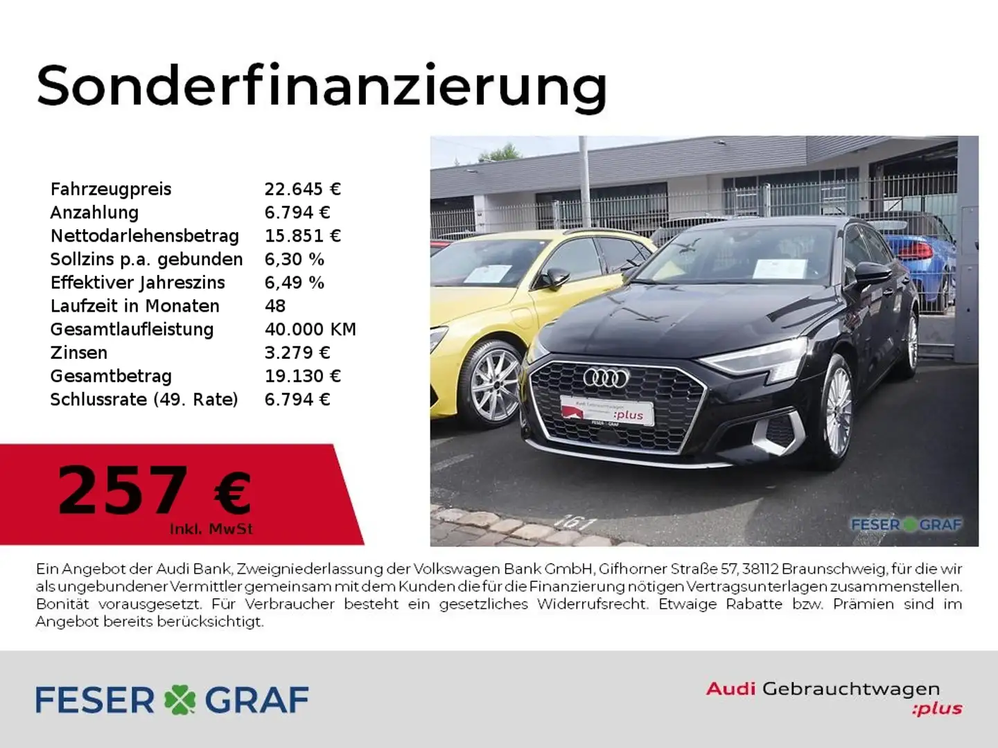 Audi A3 adv. 40 TFSI e S tronic HUD,Kamera Schwarz - 1