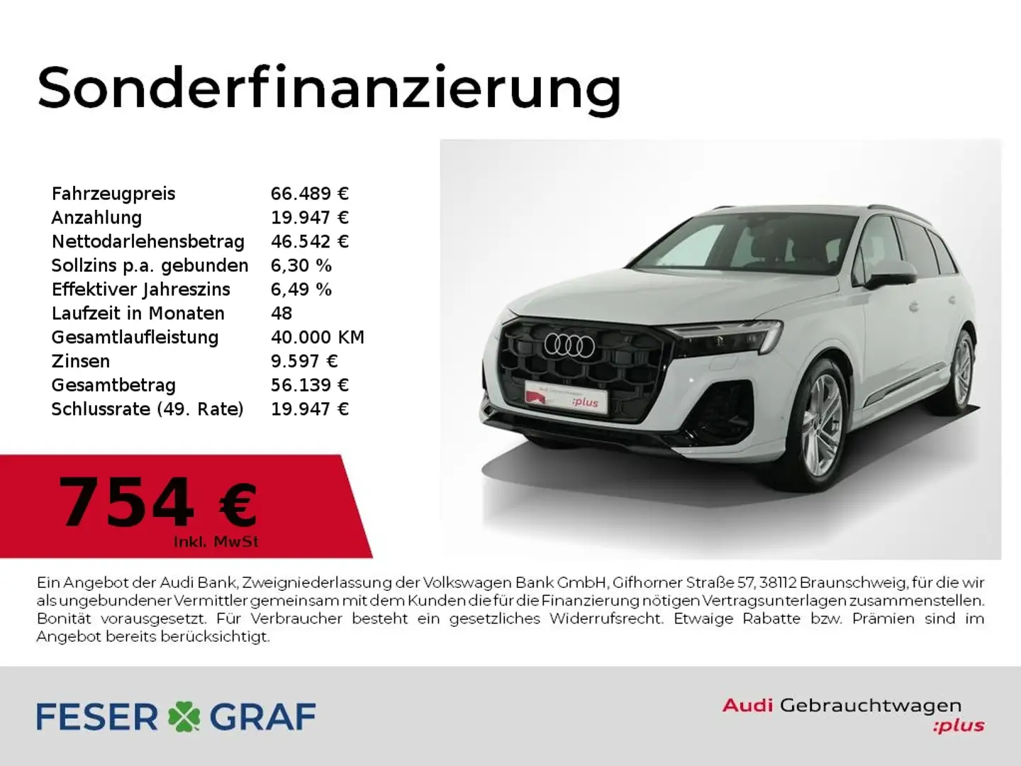 Audi Q7 45 TDI S line Ext/Maxtri/Pano/HuD/Luft/Air/AHK/20 Weiß - 1