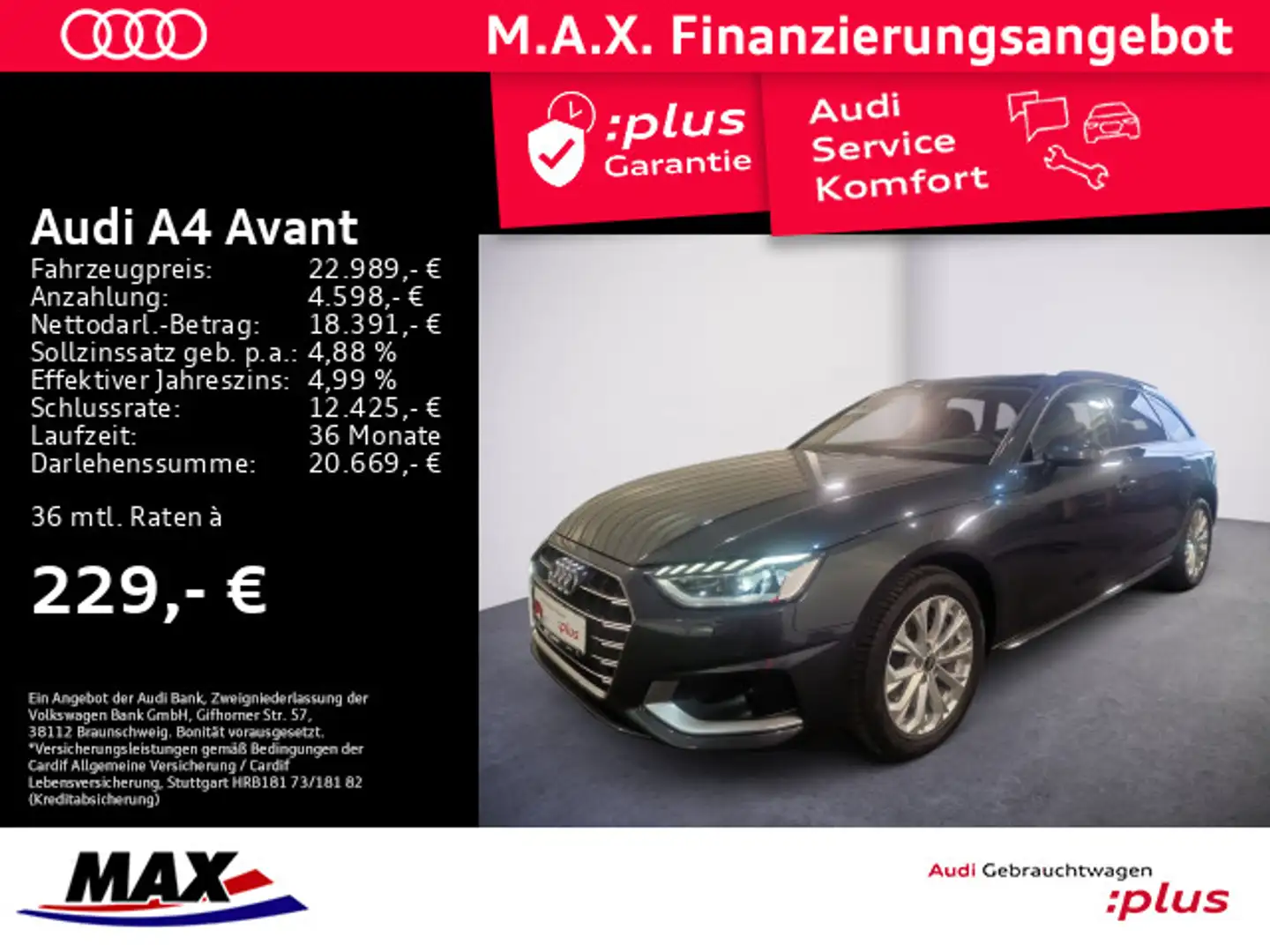 Audi A4 40 TDI ADVANCED MATRIX+NAVI+KAMERA+ACC+ Grau - 1