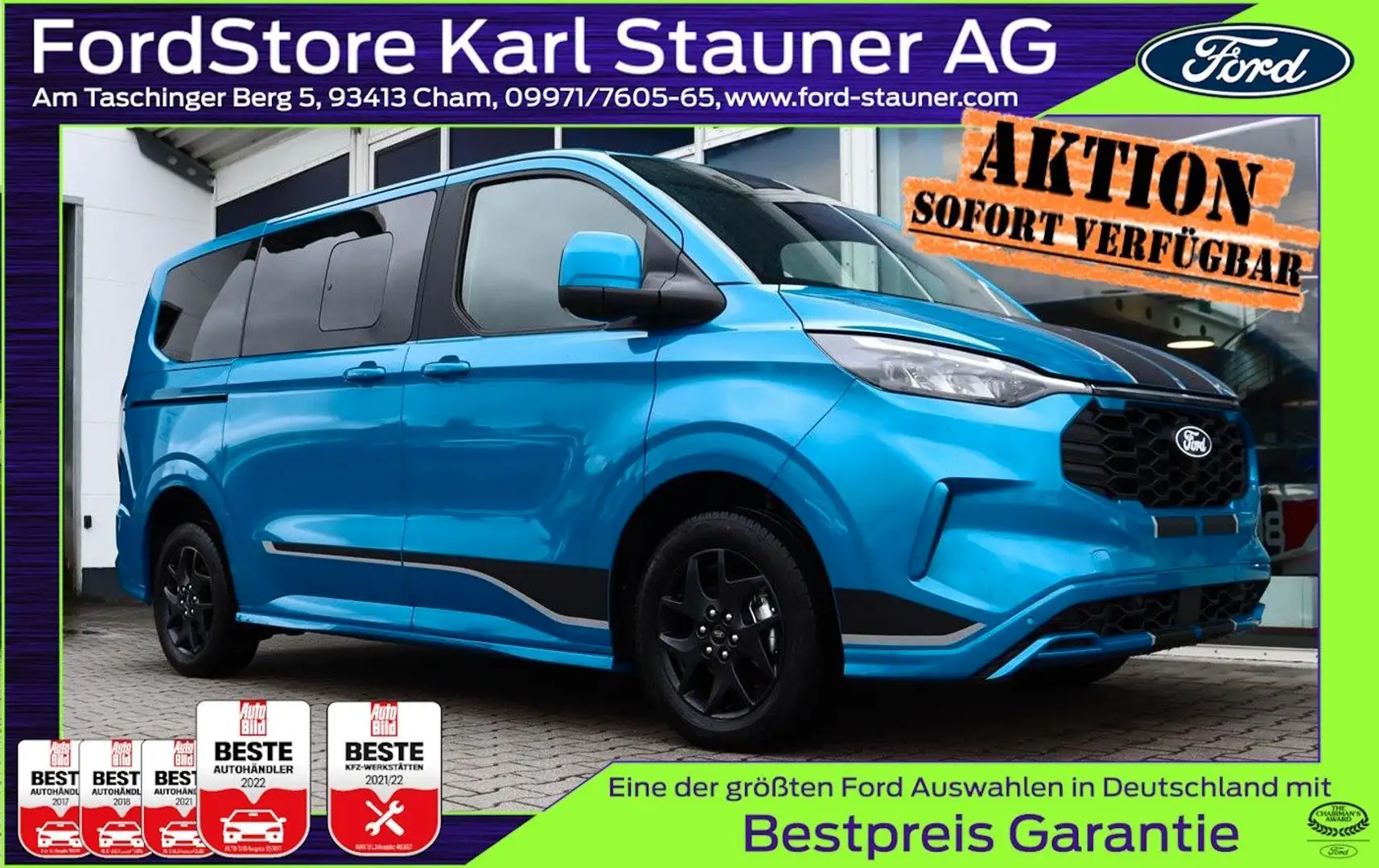 Ford Tourneo Custom Sport 320L1 ALLRAD Bleu - 1