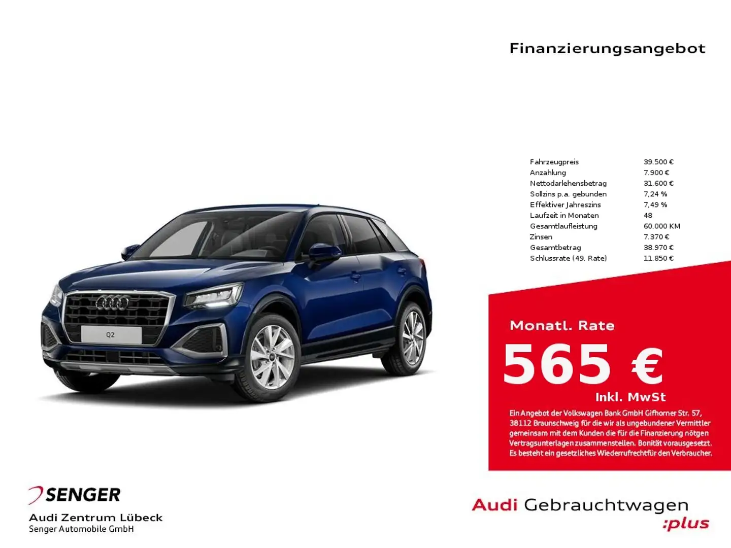 Audi Q2 advanced 30 TFSI Bleu - 1