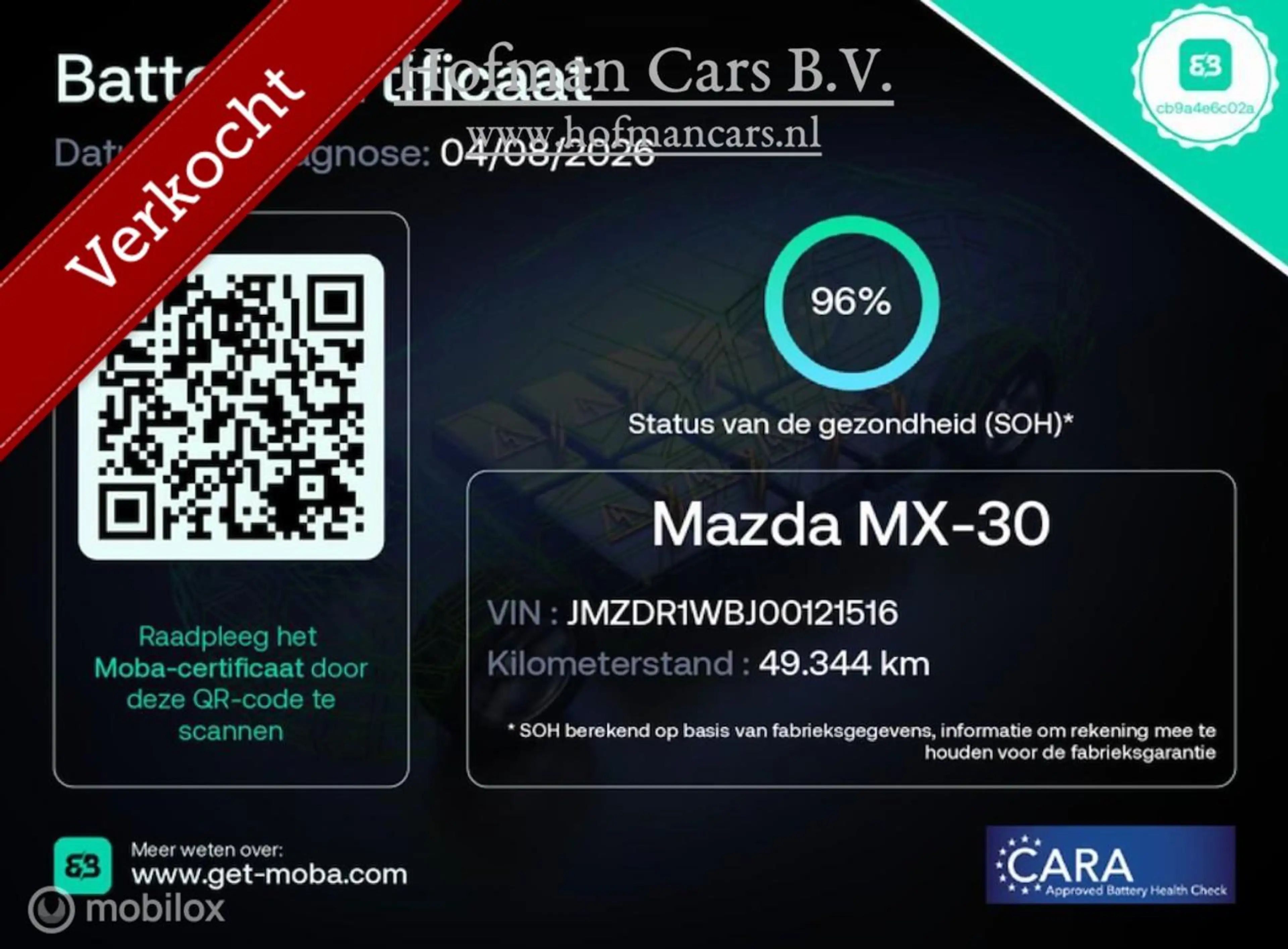 Mazda MX-30 e-SkyActiv 145 Comfort 36 kWh | 49.344 km | SOH 96 — photo 2