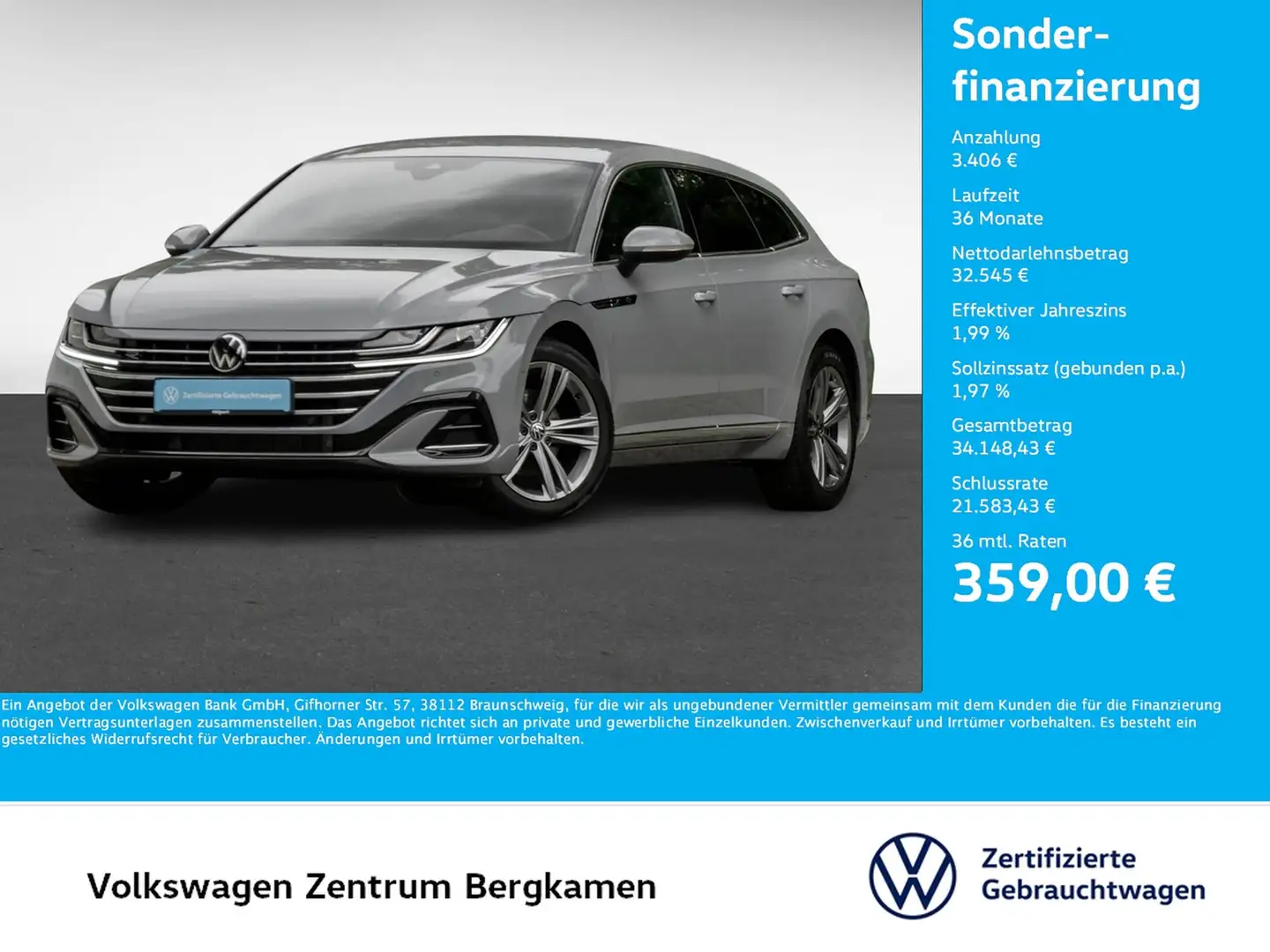 Volkswagen Arteon Shooting Brake 2.0 R-LINE AHK CAM LM18 Grau - 1