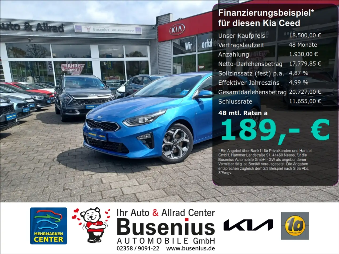 Kia Ceed / cee'd 1.4 T-GDI Spirit+Nav+Tech+Leder+Sound Kék - 1