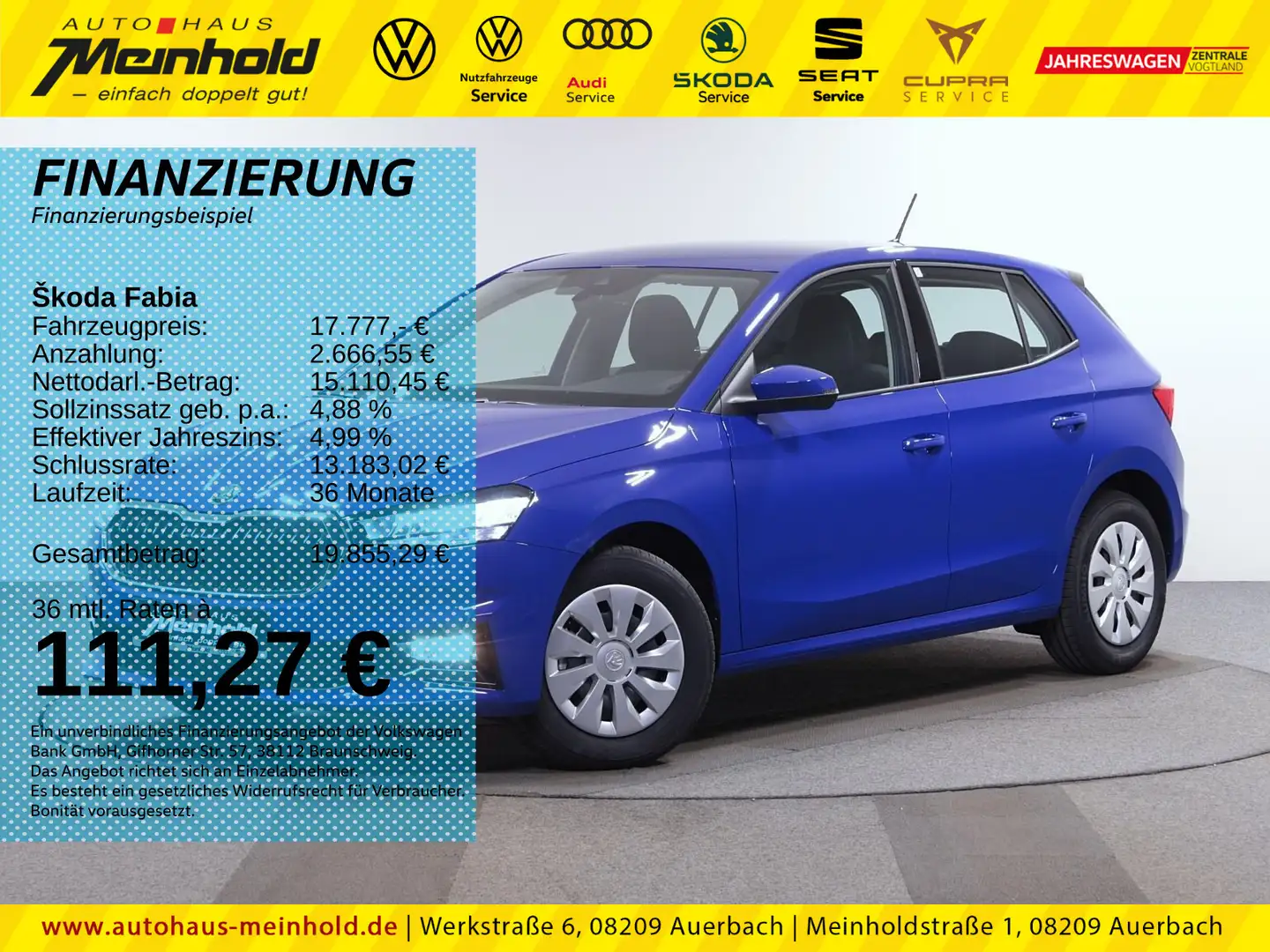Skoda Fabia 1.0 TSI Selection,Sitzheizung,LED,EPH,DAB, Bleu - 1