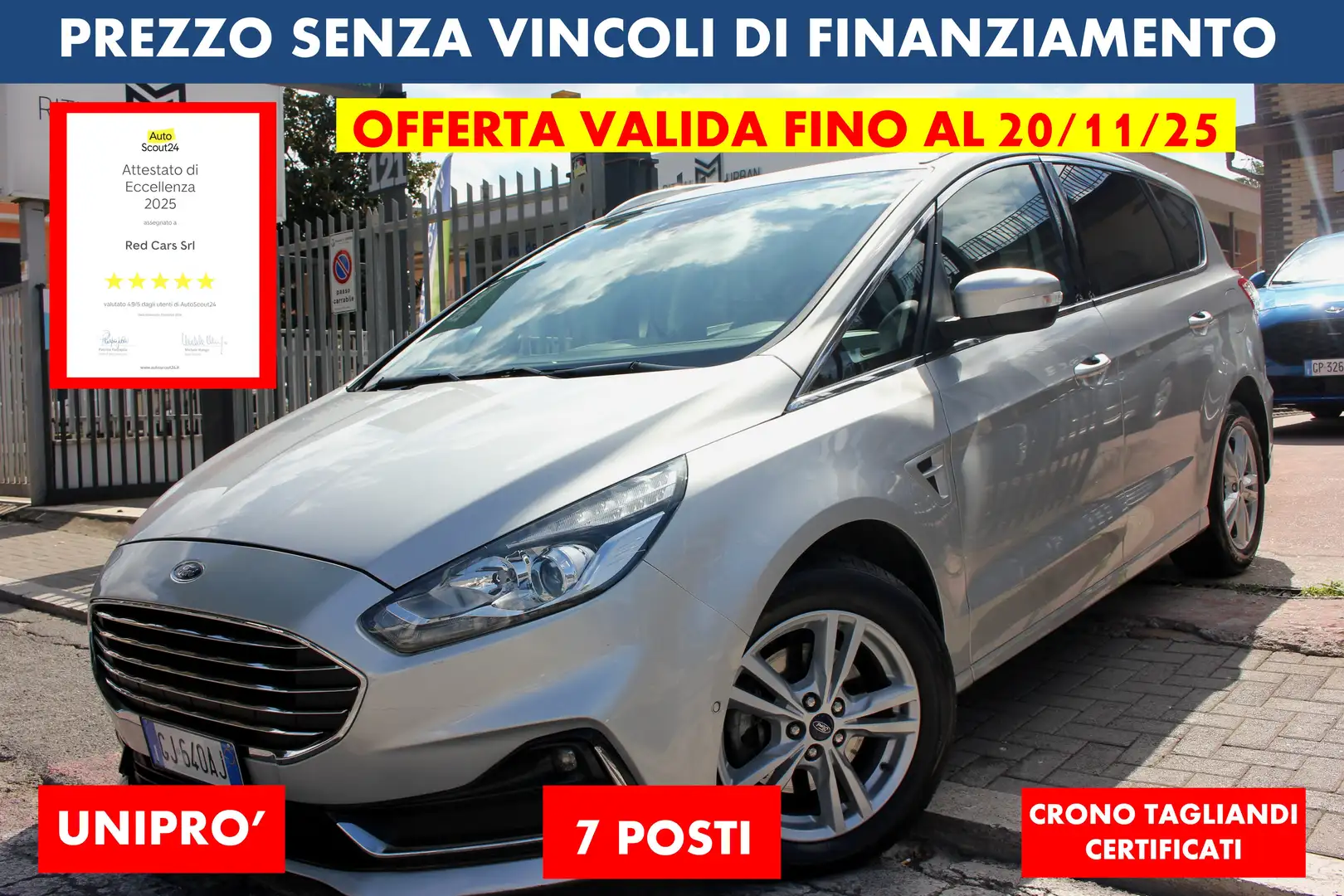 Ford S-Max 2.0 150 cv 7 POSTI *PREZZO VERO* UNIPRO' KM CERTIF - 1