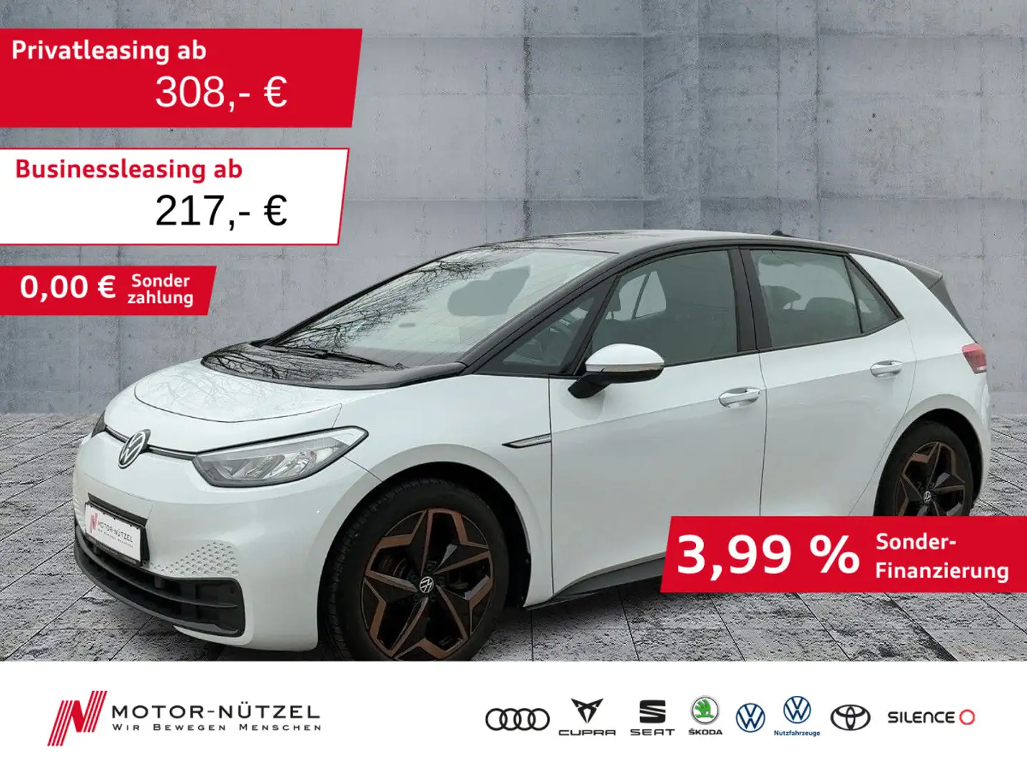 Volkswagen ID.3 110kW City PERFORMANCE LED+NAVI+ACC+SHZ+19Z Weiß - 1