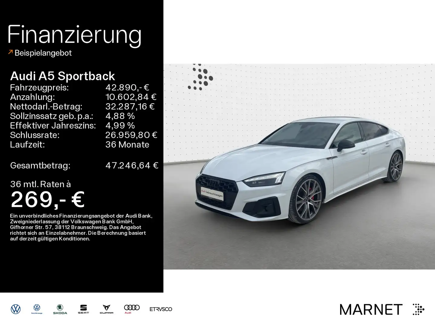 Audi A5 S line business 50 TDI quattro*Matr Weiß - 1