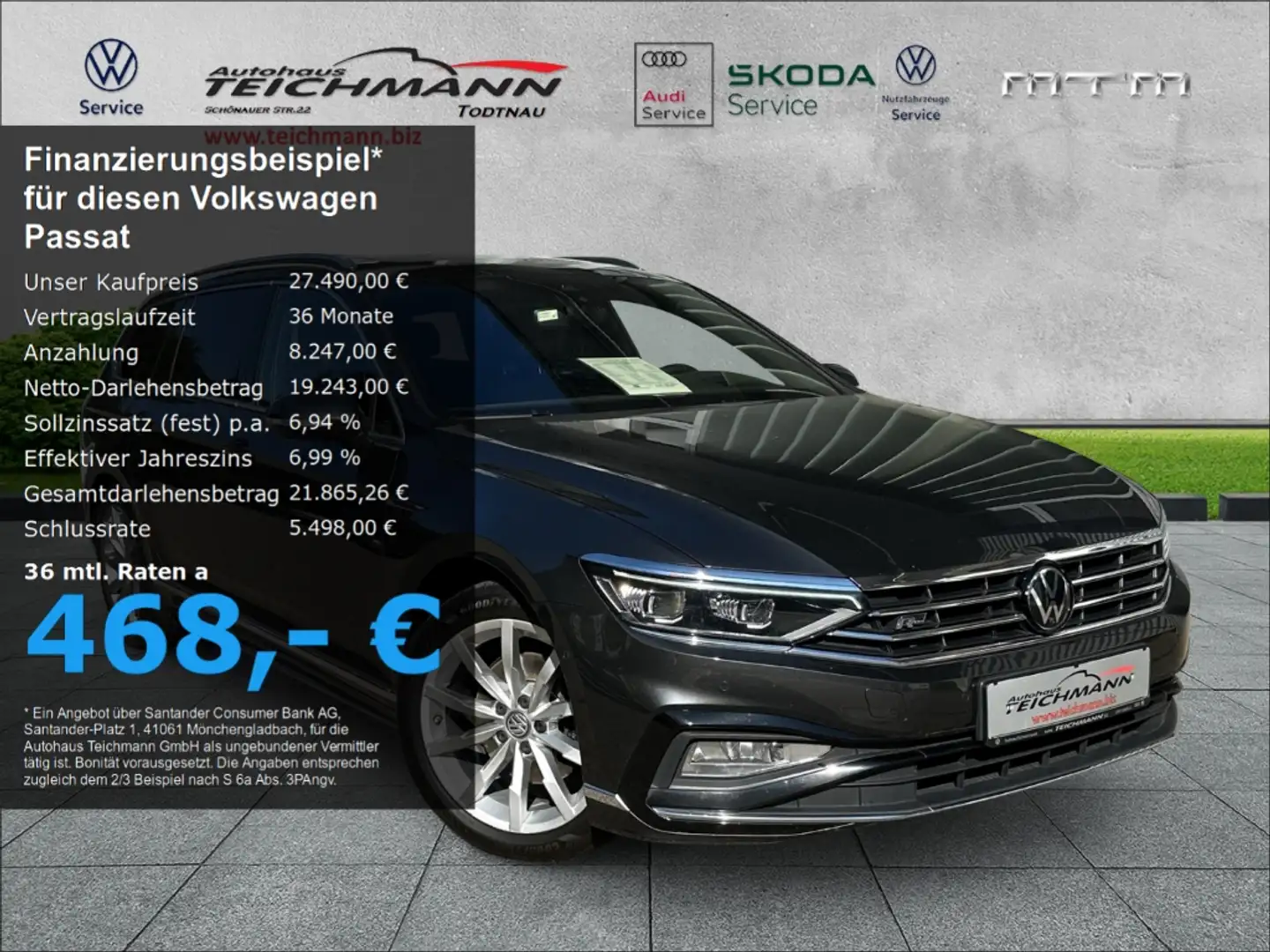 Volkswagen Passat Variant R-Lin Elegance 4Mot 2.0 TDI DSG*Pano*SD He Grau - 1