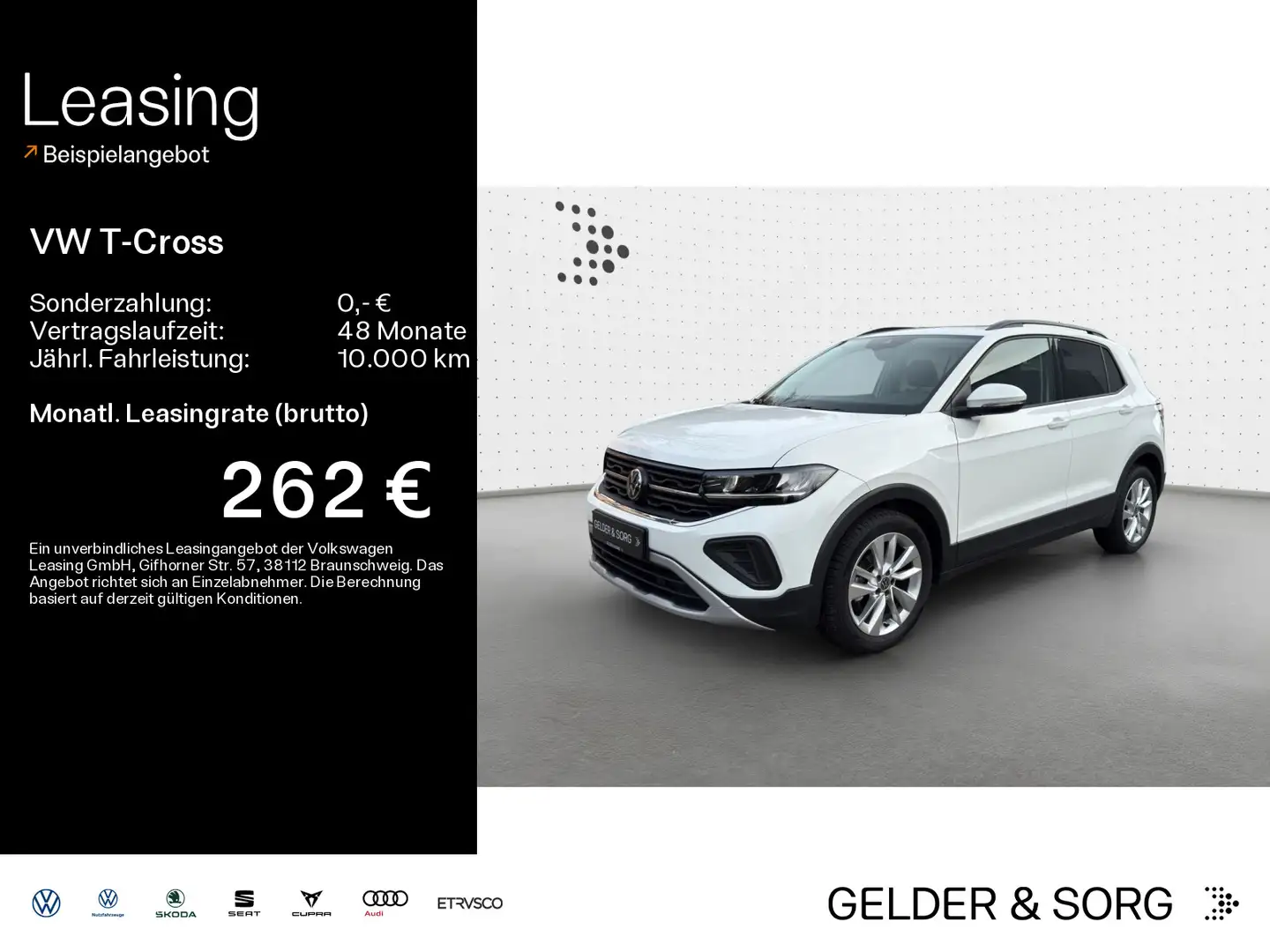 Volkswagen T-Cross 1.0 TSI Life AHK*RFK*digital*Navi*IQ.LIG Weiß - 1