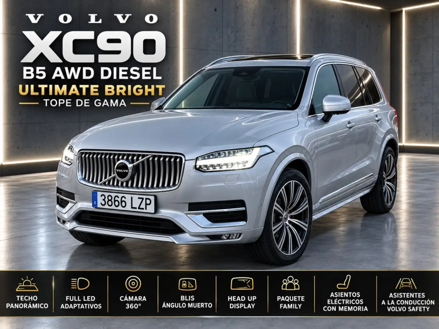 Volvo XC90 B5 Ultimate Bright AWD Aut. Plateado - 1