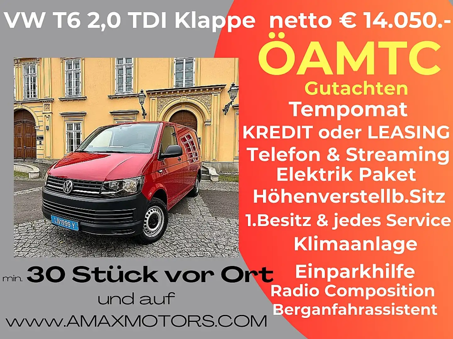 Volkswagen T6 Kombi Transporter KR HK 2,0 TDI BMT ! Klima,... Rot - 1
