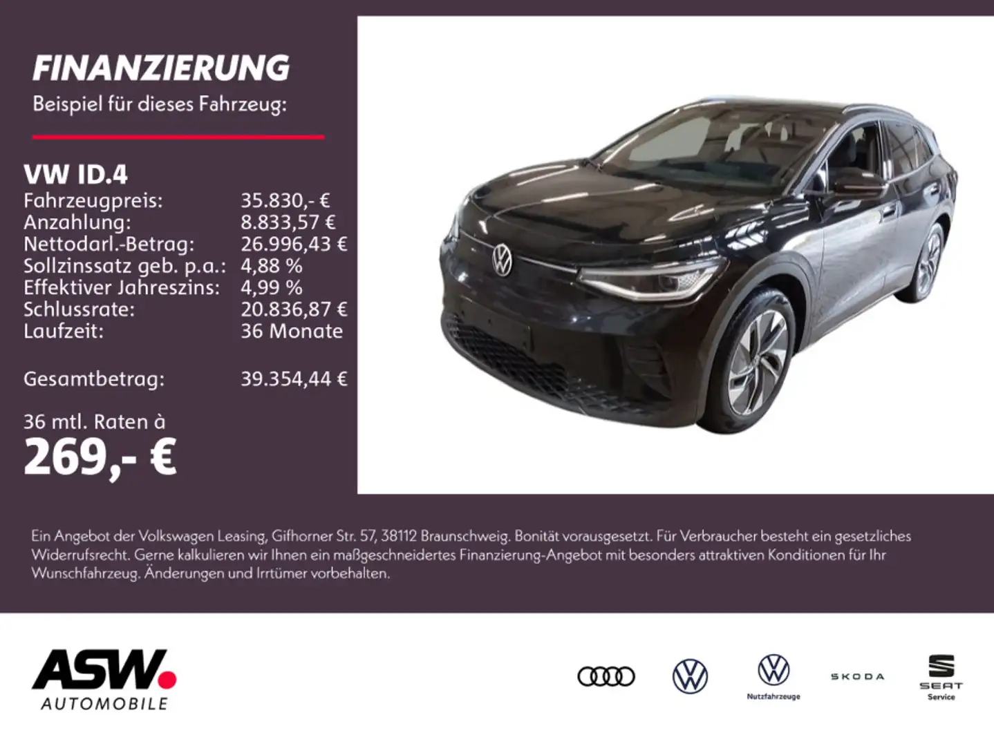 Volkswagen ID.4 Pure Performence LED NAVI AHK WÄRMEPUMPE Schwarz - 1