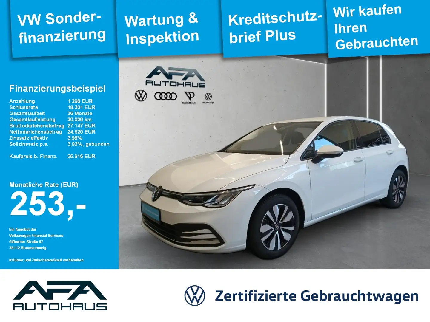 Volkswagen Golf VIII 2.0 TDI Move DSG LED*SHZ*ACC*App-Conn. Weiß - 1