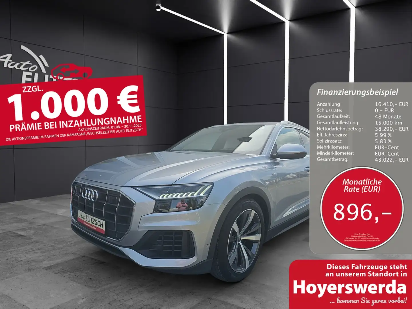 Audi Q8 50 TDI Q S line MATRIX ACC 21" AIR PANO HuD AVC... Grau - 1