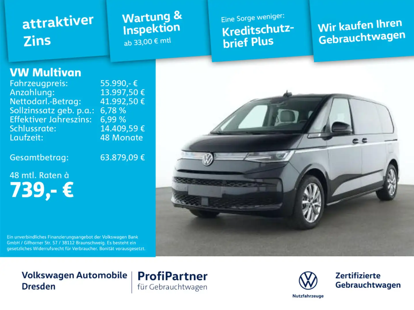 Volkswagen T7 Multivan T7 Multivan Style IQ-LED NAV AHZV ACC SIDE 18" Schwarz - 1
