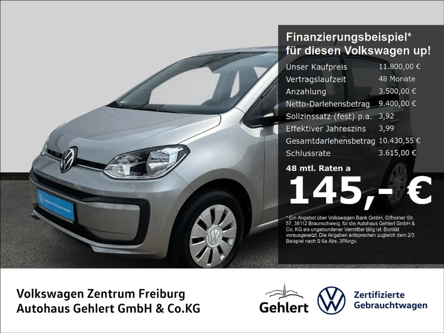 Volkswagen up! 1.0 Klima Bluetooth HU/AU neu Inspektion neu Silber - 1