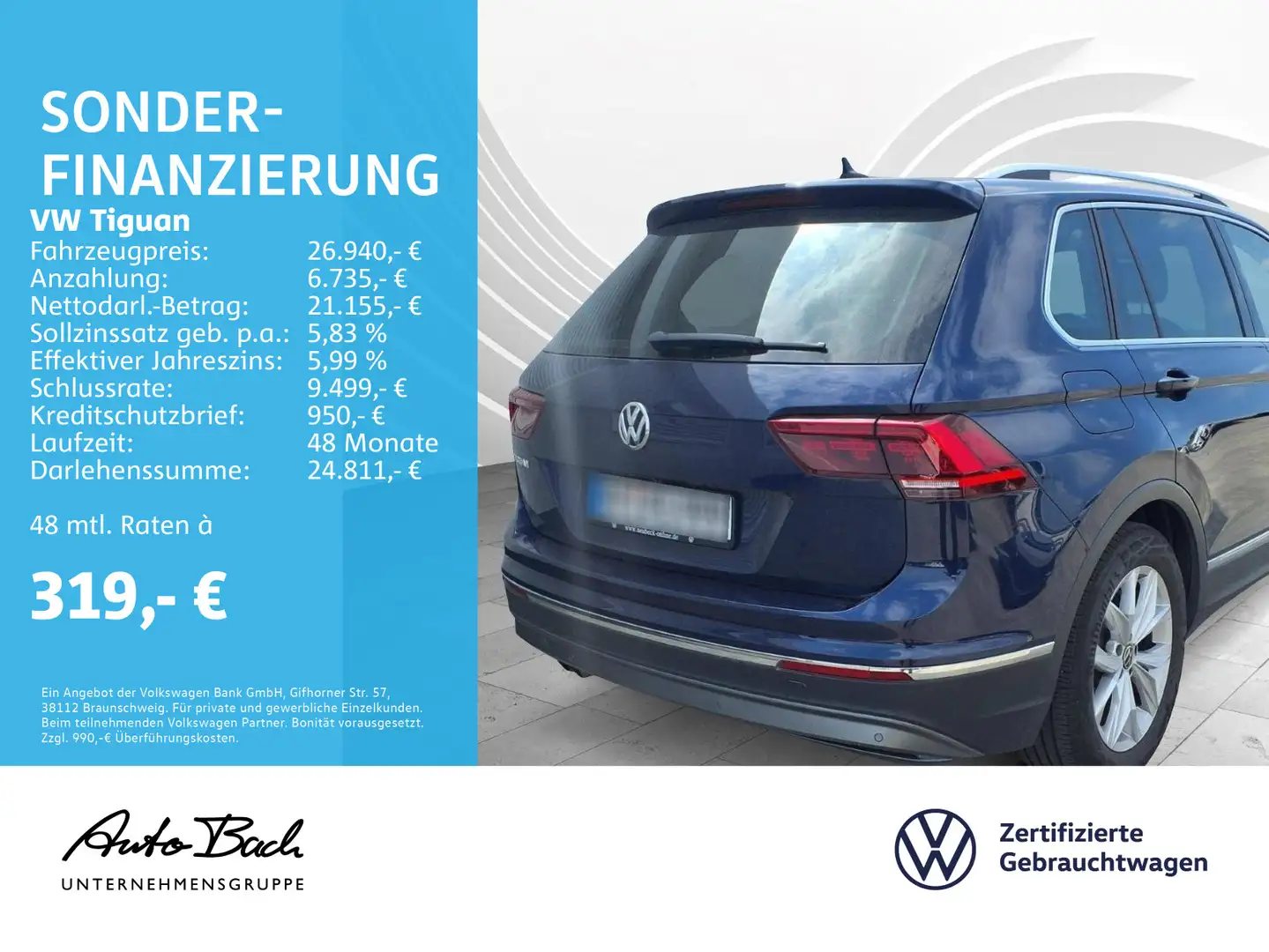 Volkswagen Tiguan 1.5 TSI DSG Highline, Navi, LED, Panorama Blauw - 2