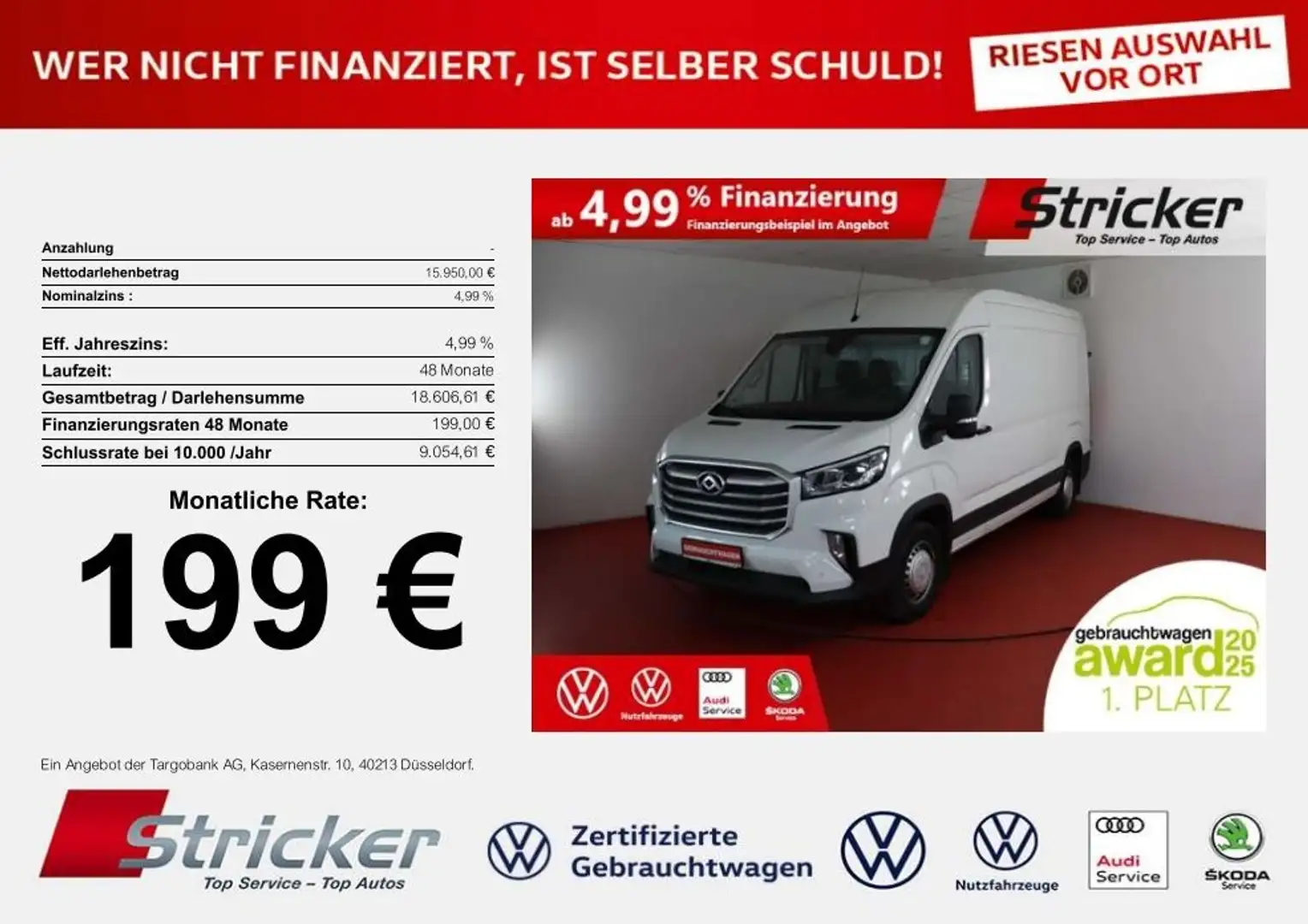 Maxus Deliver 9 2.0 Diesel 199,-ohne Anzahlung Blanco - 1