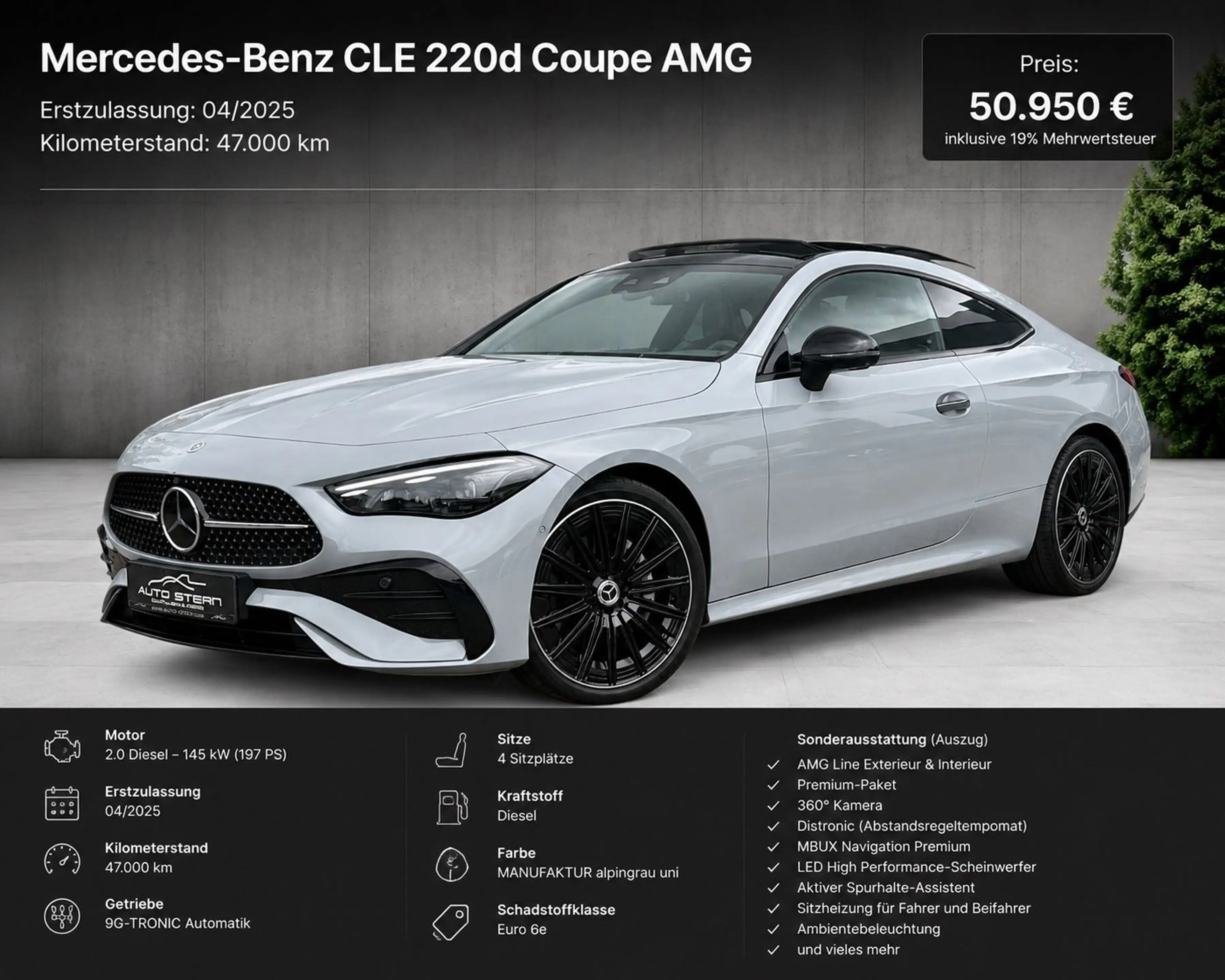 Mercedes-Benz CLE 220 d Coupe AMG Premium 360° MEMORY DISTRO