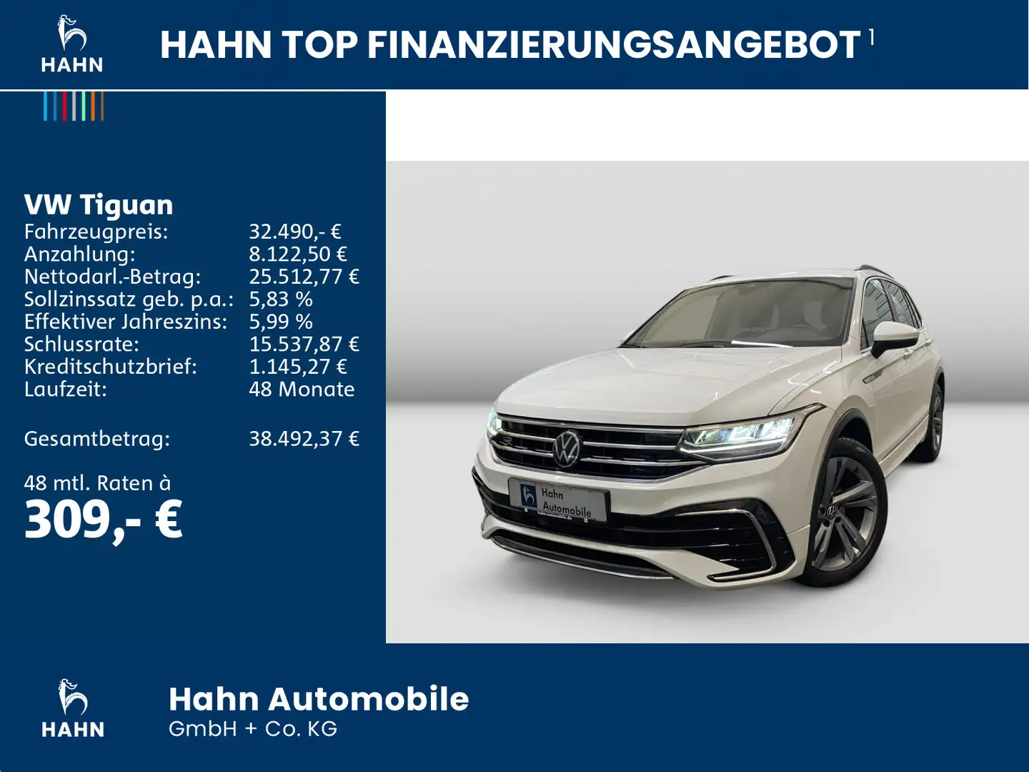 Volkswagen Tiguan 2.0 TDI DSG R-Line Kamera ACC AHK LED Weiß - 2