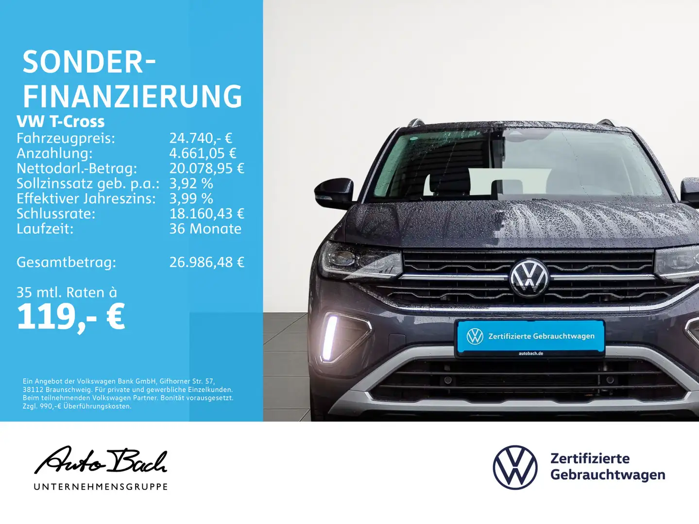 Volkswagen T-Cross 1.0 TSI DSG Style, Navi, LED-Matrix, App Gris - 2