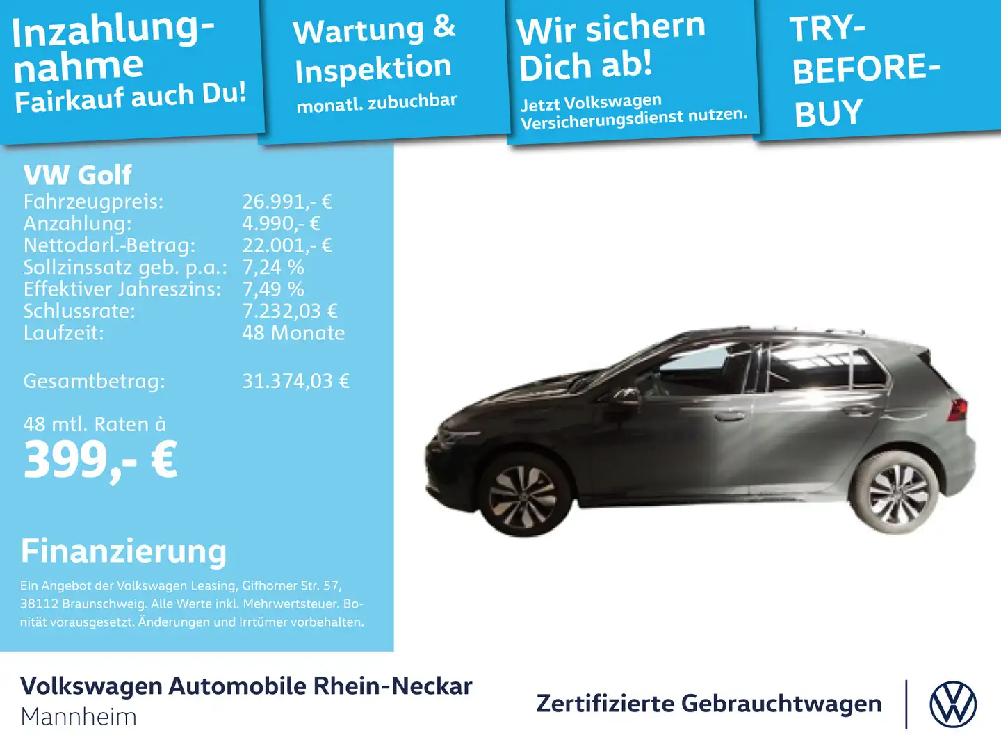 Volkswagen Golf VIII 2.0 TDI MOVE DSG GAR2029 App-Connect A Grau - 1