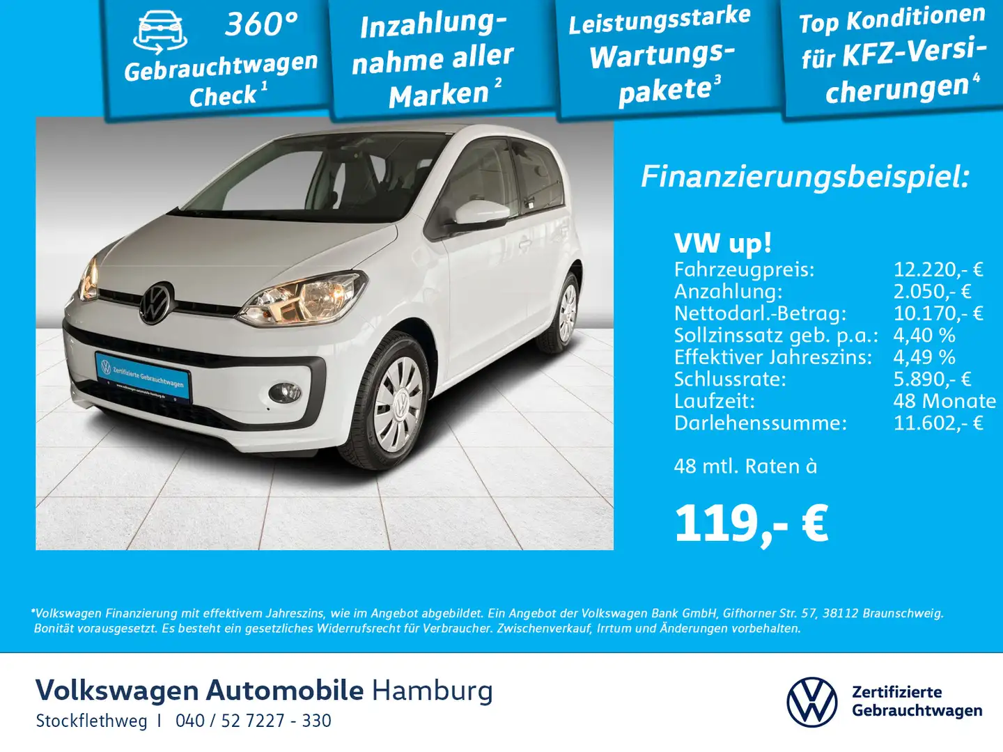 Volkswagen up! 1.0 move up! Sitzhzg Klima Kamera Tempomat Weiß - 1