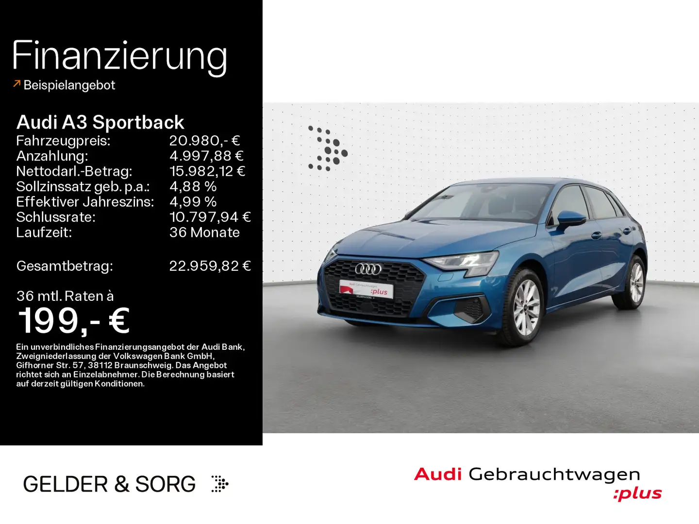 Audi A3 30 TFSI Digital*Rückfahrkamera*LED Blauw - 1