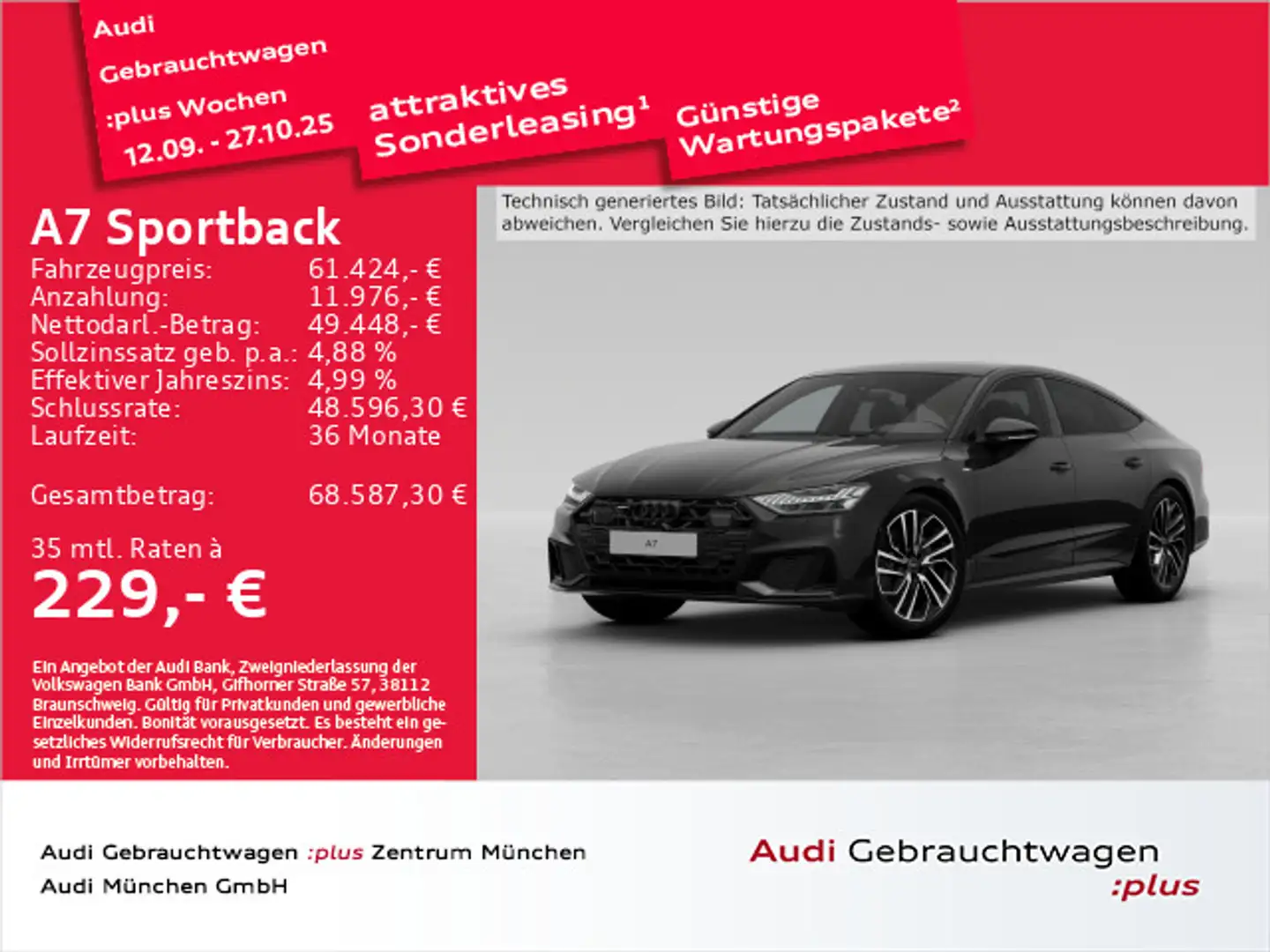 Audi A7 50 TDI qu. tiptr. S line Pano/Matri Schwarz - 1