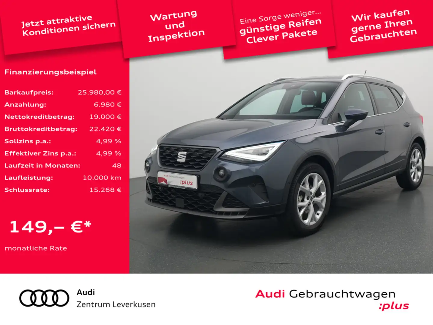 SEAT Arona FR 1.0 TSI AHK SHZ NAVI ACC LED FACEL. Grau - 1