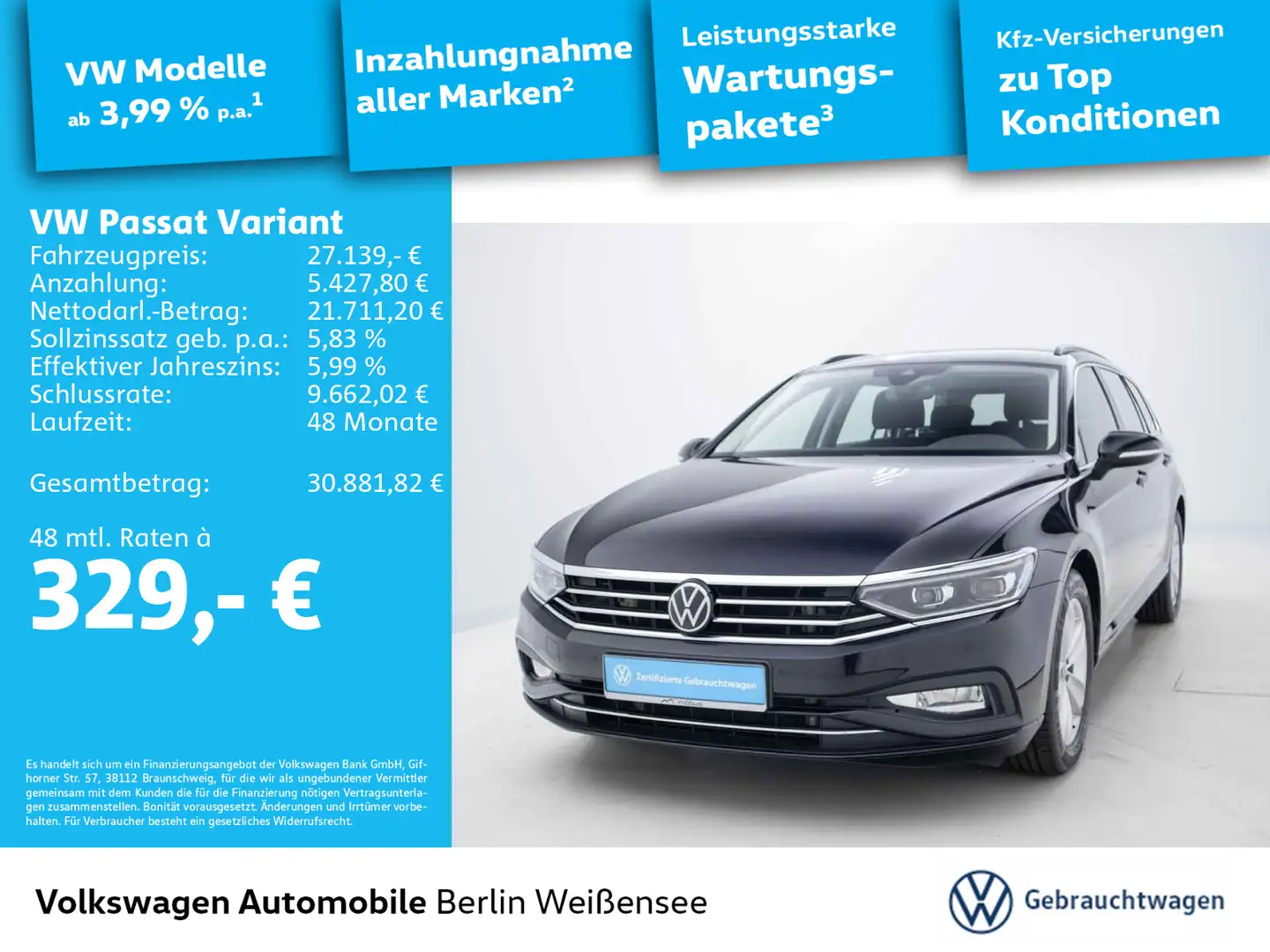 Volkswagen Passat Variant 2.0 TDI DSG*BUSINESS*DC*MATRIX*AP Schwarz - 1