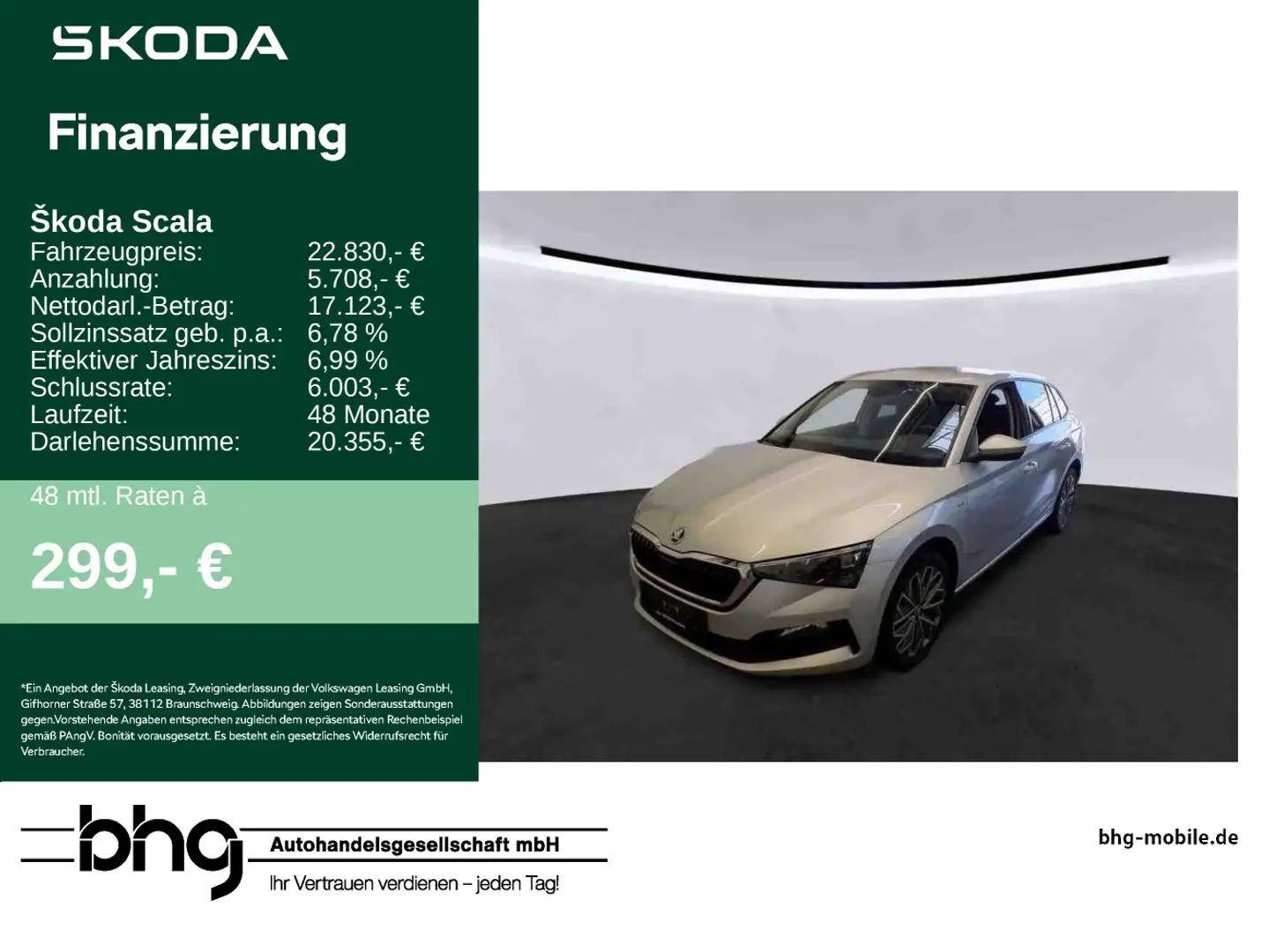 Skoda Scala 1.5 TSI DSG Ambition *ACC*NAVI*SAMRT-LINK* Silber - 1