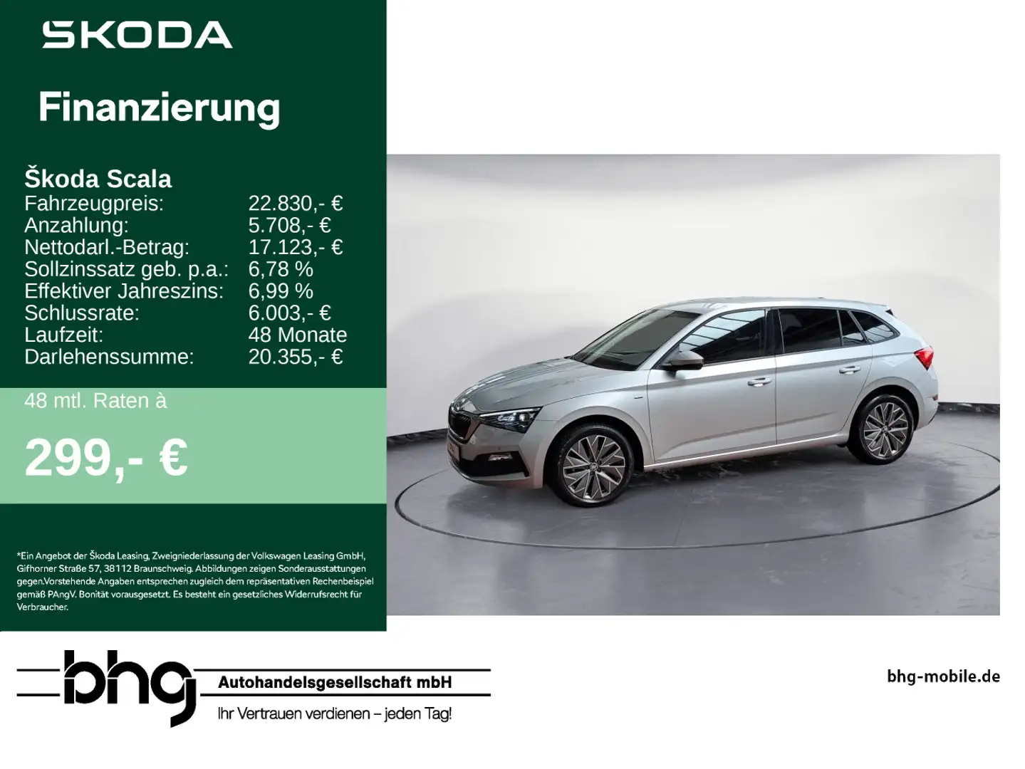 Skoda Scala 1.5 TSI DSG Ambition *ACC*NAVI*SAMRT-LINK* Silber - 1